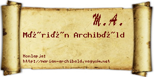 Márián Archibáld névjegykártya